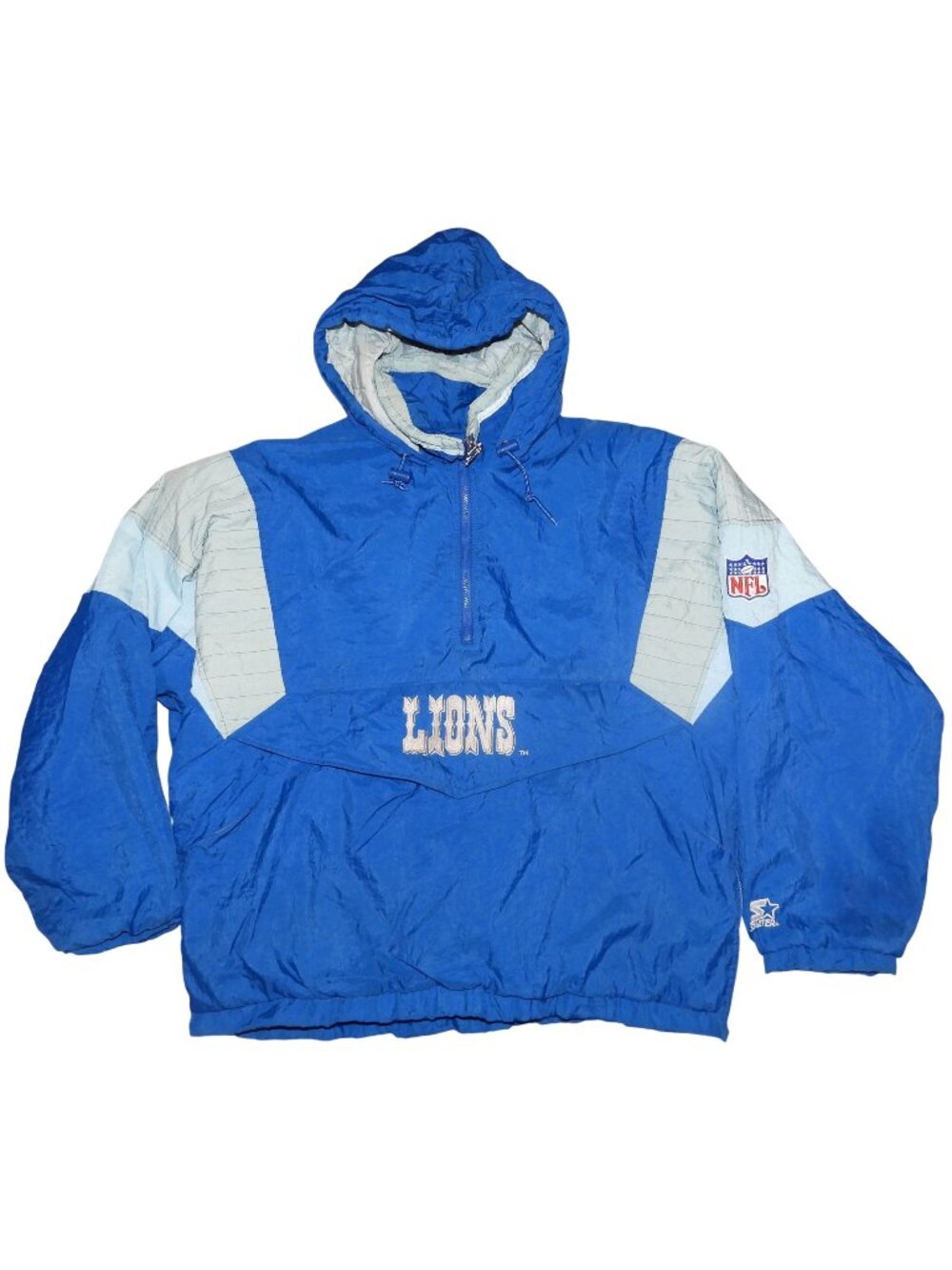 Vintage 1990s Detroit Lions Hooded Pullover Starter Jacket XL Made in Korea